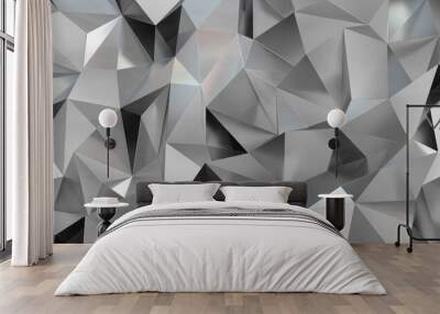 3D rendering of silver polygon wall i Wall mural