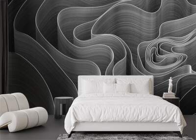 Abstract 3d rendering of twisted lines. Modern background design Wall mural