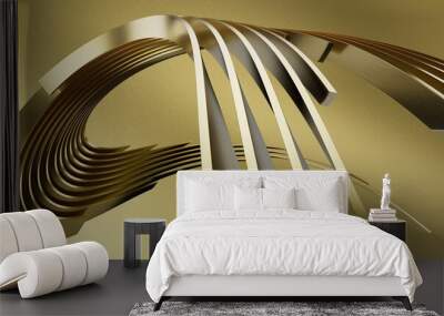 Abstract black background with gold lines Wall mural