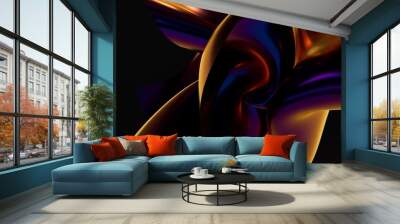 Abstract line fluid colors backgrounds. Trendy Vibrant Fluid Colors. 3d render Wall mural