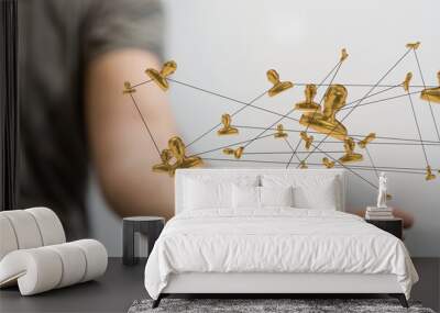 Abstract network of physical devices on the Internet using a network connection with statistics numbers 3d illustration Wall mural