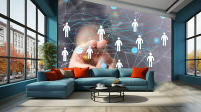 Abstract network of physical devices on the Internet using a network connection with statistics numbers 3d illustration Wall mural