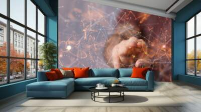 Abstract network of physical devices on the Internet using a network connection with statistics numbers 3d illustration Wall mural