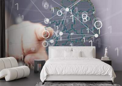 Abstract of germany map network, internet and global connection concept, Wire Frame 3D. Wall mural