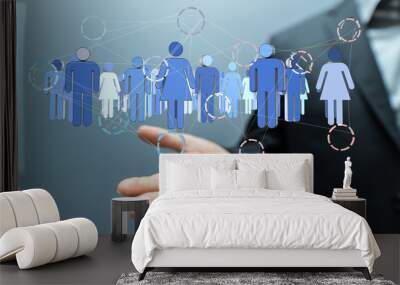 abstract social network scheme, which contains business people Wall mural