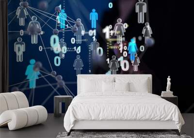 Abstract technology group and data 3d Wall mural