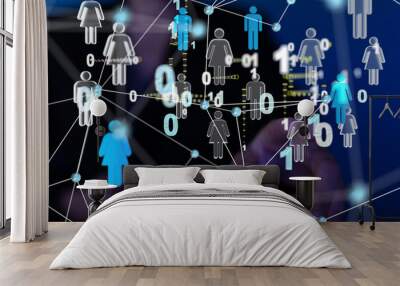 Abstract technology group and data 3d Wall mural