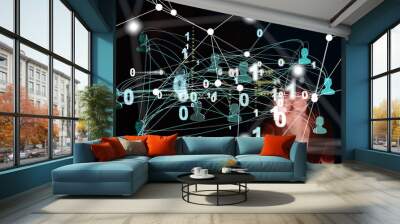 Abstract technology group and data 3d Wall mural