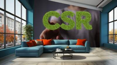 acronym CSR - corporate social responsibility renewable energy green climate concept Wall mural