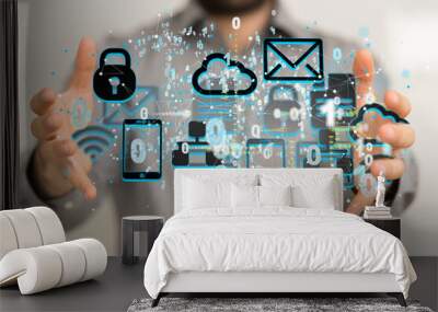 Artificial Intelligence Cloud technology. Integrated digital web concept background Wall mural