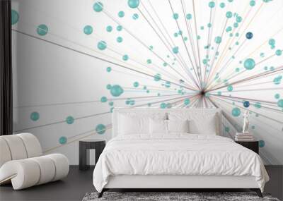 Big data visualization. Network connection structure with chaotic distribution of points and lines. 3D rendering. Wall mural