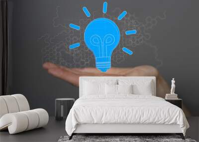 Bright idea in hand concept design art. Wall mural