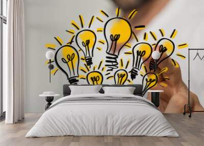 Bright idea in hand concept design art. Wall mural