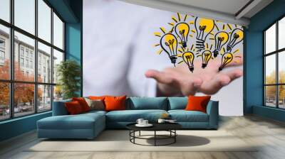 Bright idea in hand concept design art. Wall mural