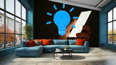 Bright idea in hand concept design art. Wall mural