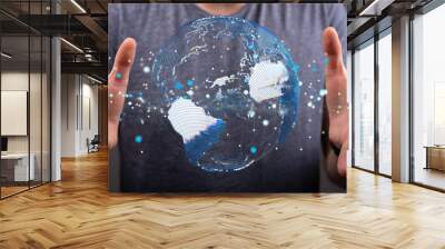 Business concept of Global network connection Wall mural