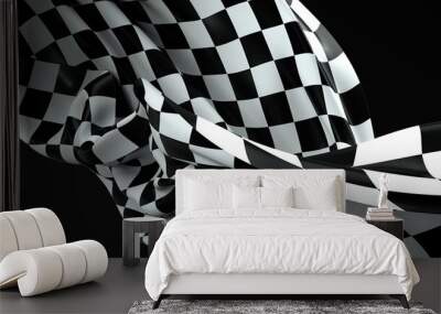 Checkered flag, race flag background 3d. Wall mural