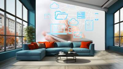 Cloud storage and Computing concept digital Wall mural