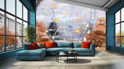 code data concept in hand digital 3d Wall mural