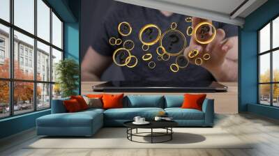 colored question marks background concept. 3D Rendering. Wall mural