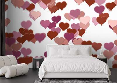 colorful flying hearts on a blue background. 3d Wall mural