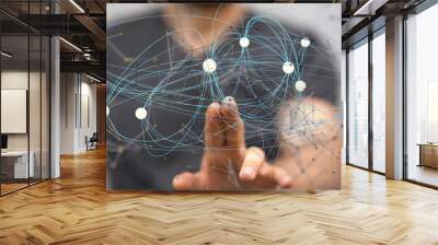 conference Digital Network and data concept 3d - neural network exposure digital Wall mural