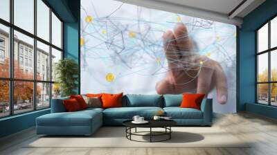 conference Digital Network and data concept 3d - neural network exposure digital Wall mural