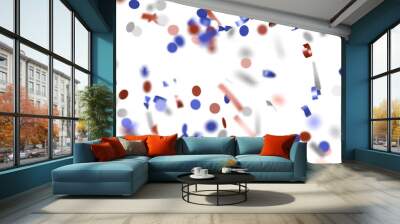 Confetti - Festive background with confetti in the shape of Confetti in the color of the American flag. Wall mural