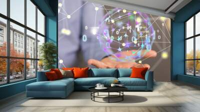 connected symbols for digital, interactive and global communication concept Wall mural