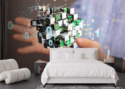 data Internet infrastructure concept. Abstract technology background. 3D rendering. Wall mural