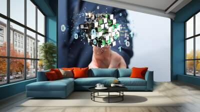 data security - Cloud technology. Integrated digital web concept background Wall mural