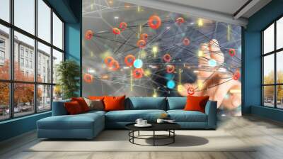 Digital Network and data concept. Wall mural