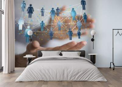 digital technology background. network connection dots and lines. Wall mural