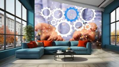 gear Technology background. Big data concept Wall mural