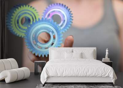 Gear With Success Concept digital. Wall mural