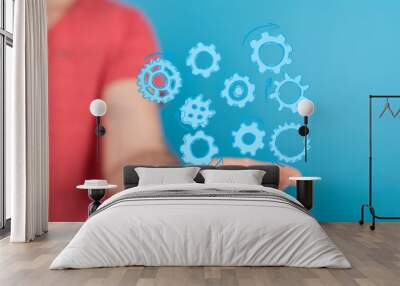 Gear With Success Concept digital. Wall mural