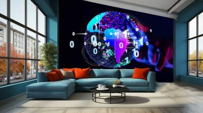 Global network and data exchanges over the world Wall mural