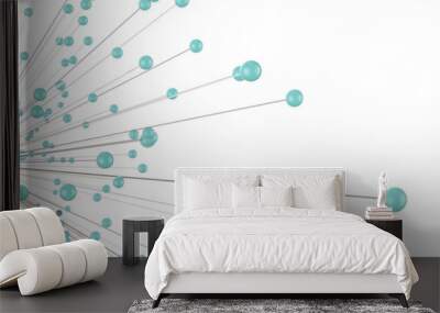 Global network. Blockchain. 3D illustration. Neural networks and artificial intelligence. Abstract Wall mural