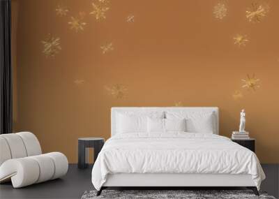 Golden Snowflakes on a Brown Background Wall mural