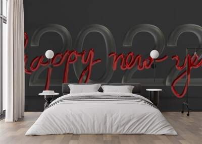 Happy New Year 2022 Text Typography Design Patter Wall mural