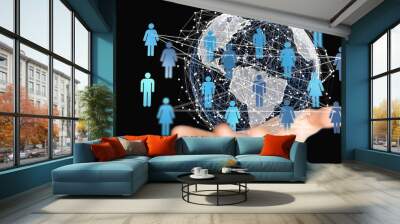 Human Hand Holding The World In Hands. Wall mural