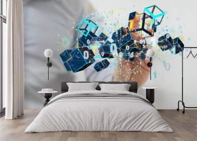 Internet infrastructure concept. Abstract technology background. 3D rendering. Wall mural