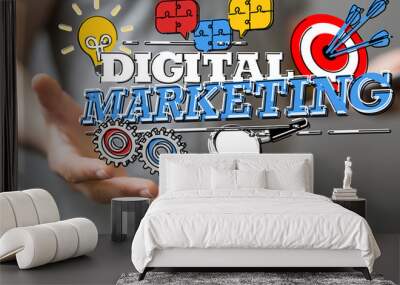 marketing digital concept in hand Wall mural