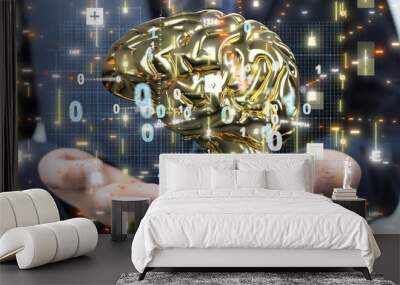 mind AI smart brain artificial system network digital Wall mural