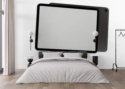 Modern tablet computer stand with blank screen isolated on white background Wall mural