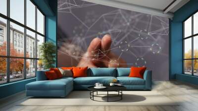 network binary code interface digital touch Wall mural