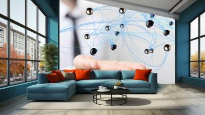 network digital interface in hand Wall mural