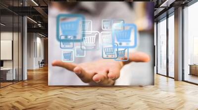 Online shopping business concept selecting shopping cart. Wall mural