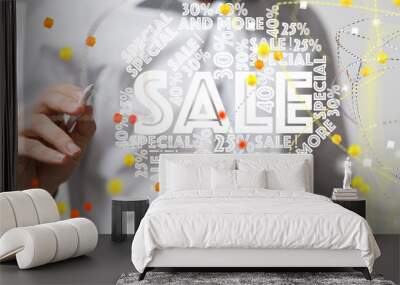 percent shopping digital in hand Wall mural