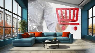 percent shopping digital in hand Wall mural